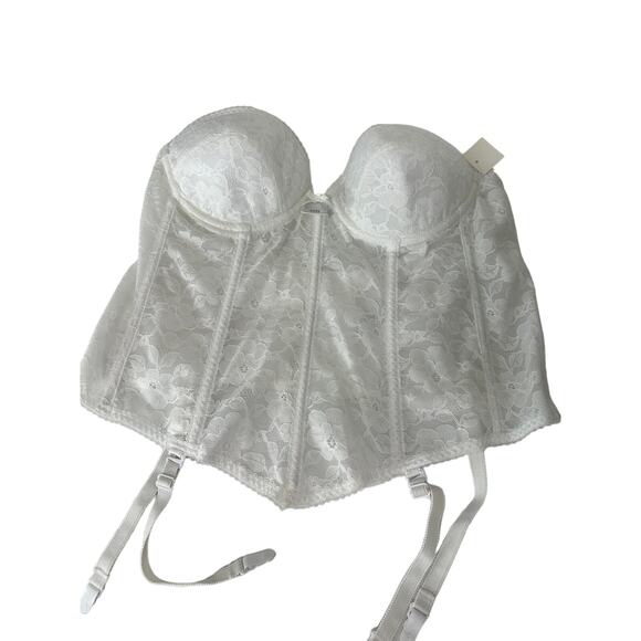 Sintrigue Corset Bra Women 38B NWOT White Floral Lace Bustier Garters Hook Eye - Picture 1 of 6